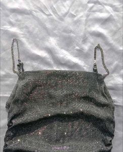 (Urbanic)Glittery Rhinstone Chain Ruched Dress