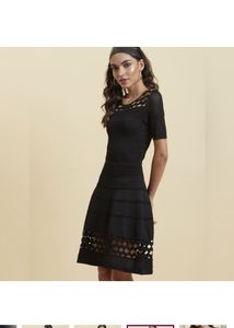 Label Ritu Kumar Black TexturedLace Dress