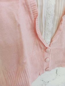 ZR Pink Cardigan and Blouse Set
