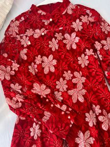 Red Floral Lace Dress