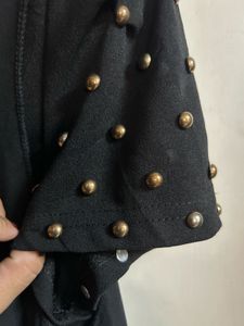 Black Studded Sleeve Top