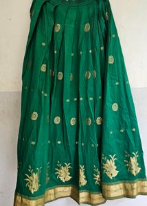 Ethnic Skirt &amp; Blouse Green | Pattupavada