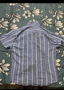 HERE&amp;NOW Men Slim Fit Opaque StripedCubanCollar C