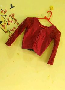 Bust-26/ Red Net Sleeves Blouse♥️