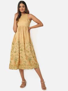 BRAND NEW | Beige Gold  Midi Dress