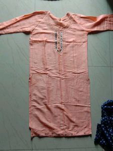 Peach Embroidered Kurta