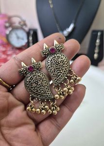 Antique Gold Plated Boho Chic Drop Earrings