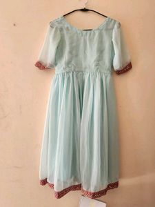 Light Blue Anarkali With Flared Palazo