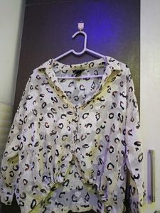Trendy Leopard Print Sheer Shirt With Collar