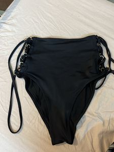 Black High Waist Lace up Side Bikini