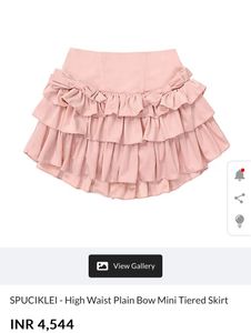 Coquette High Waist Plain Bow Mini Tiered Skirt