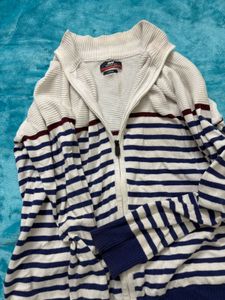 Striped Zip-Up Sweater + free gift