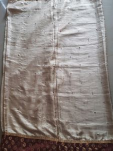 Light Cream Silk Saree With Marron Border