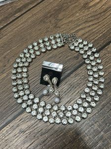 Sparkling Silver Necklace & Earrings Set