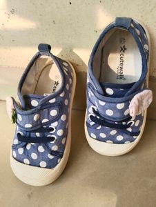 Babyhug Blue Polka Dot Sneakers - Toddler Size