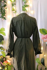 Olive Green Midi Shirt Dress
