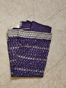 Elegant Purple Saree with Sequin Work