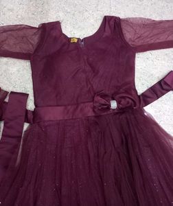 Elegant Burgundy Tulle Gown