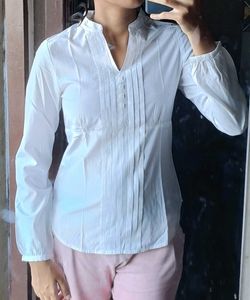 White Pleated Blouse