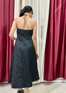 Vintage 90s Slik Long Floral Black Gown
