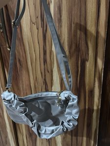 Gray Ruched Handle Bag