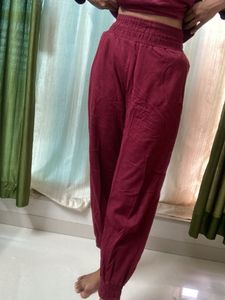 Maroon co-ord nightdress set