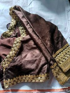 jimmy choo saree &amp; Embroidered Brown Blouse