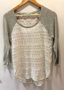 Beautiful Lace Top With Knit Sleeves