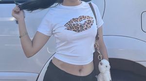 white top with leopard print