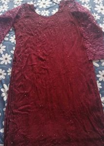 Sequenced A Line Kurti With Fancy Handwork