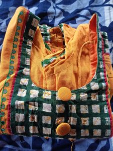 Mustard Yellow Embroidered Kurti