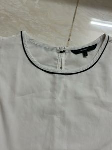 White casual/office Top With Black Stripes