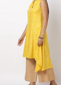Avaasa Yellow Printed kurti