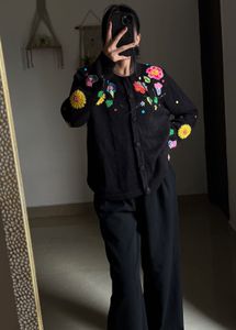 BEREK BLACK FLORAL Hand Embroidered Sweater