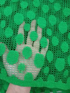 Woolen Net In Peach, Black And Green