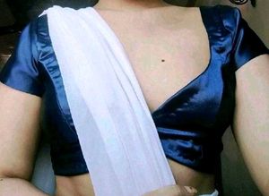 Satin 1 Hook Non Padded Deep Neck Blouse