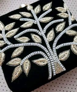 Elegant Black Embellished Clutch