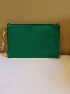 Green &amp; Gold Embroidered Clutch