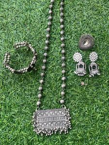 Garba special Oxidized Silver Jewelry Set