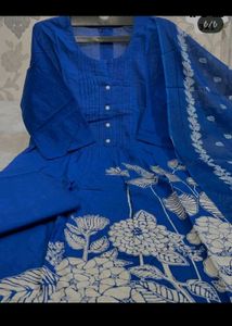 Digital Floral Blue Kurta Set.
