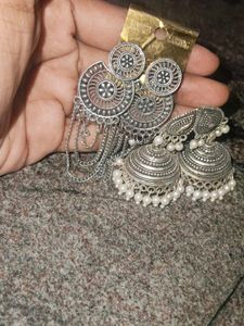 Silver Jhumka Earrings