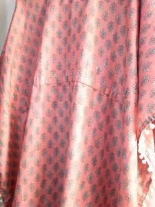 Peach Printed Kaftan Dress