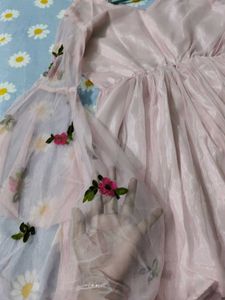 Pink Floral Embroidered Dress
