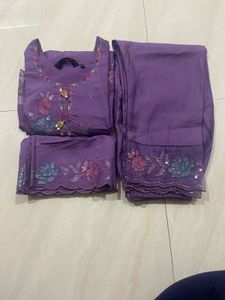 💜 Purple Party Wear Embroidered Suit 💜
