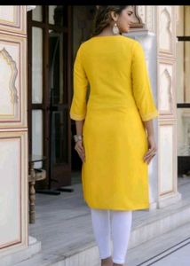 Yellow Embroidered Kurti Set