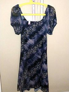 Zudio Puple Floral Net Mini Dress