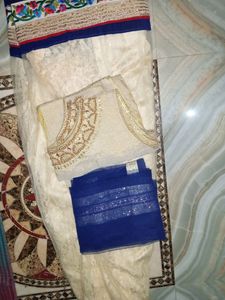 Gold Lehenga  Choli Blue Dupat