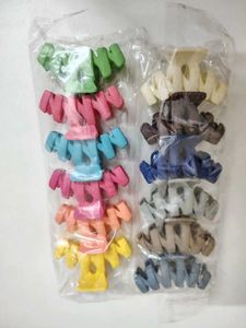 Set Of 12 Colorful Matt Hair Claws