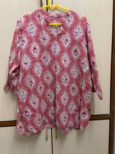 Pink Cotton Printed Co Ord Set