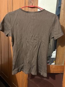 Brown Button-Down Top